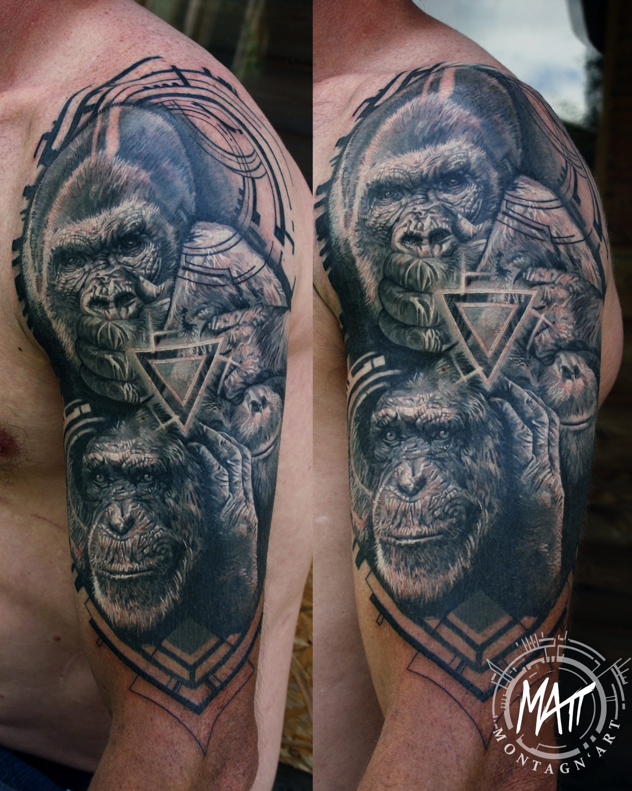 Tatouage Singe De La Sagesse Matt Montagn'Art – Artiste tatoueur à Barcelonette
